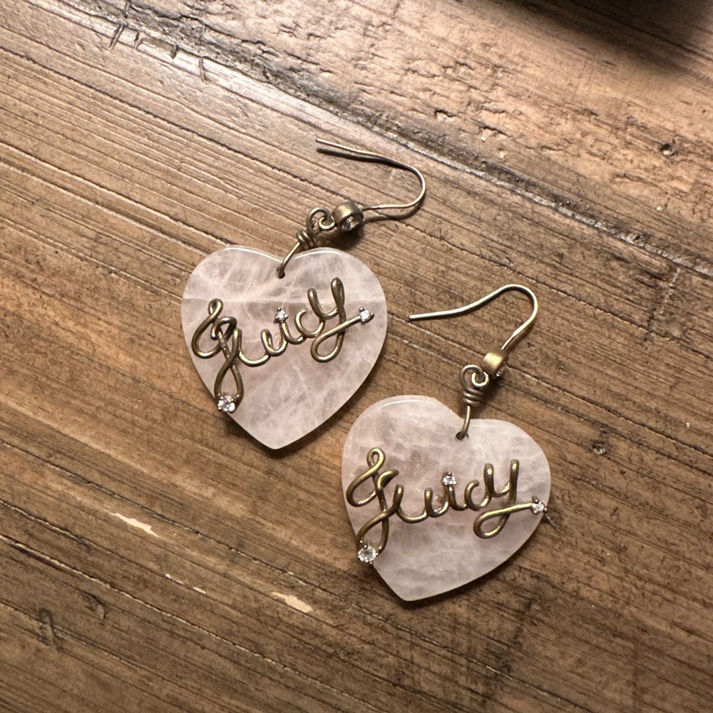 Juicy Couture Heart Earrings - Gold and Pink